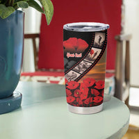 Personalised Remembering ANZAC Lest We Forget Tumbler Cup Vintage Film Frame Memorial Red Poppy
