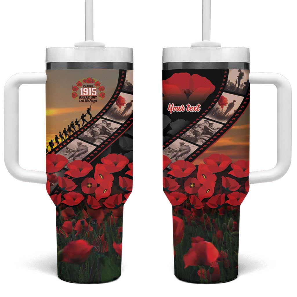 Personalised Remembering ANZAC Lest We Forget Tumbler With Handle Vintage Film Frame Memorial Red Poppy