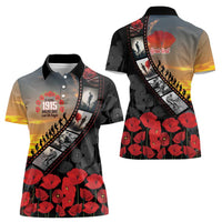 Personalised Remembering ANZAC Lest We Forget Women Polo Shirt Vintage Film Frame Memorial Red Poppy
