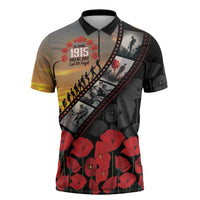 Personalised Remembering ANZAC Lest We Forget Zipper Polo Shirt Vintage Film Frame Memorial Red Poppy