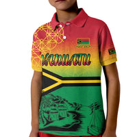 Hapi 44th Indipendens Dei Vanuatu Kid Polo Shirt Yumi 1980 with Vanuatuan Beach Landscape