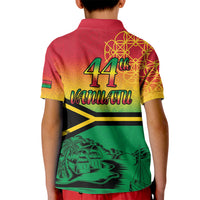 Hapi 44th Indipendens Dei Vanuatu Kid Polo Shirt Yumi 1980 with Vanuatuan Beach Landscape