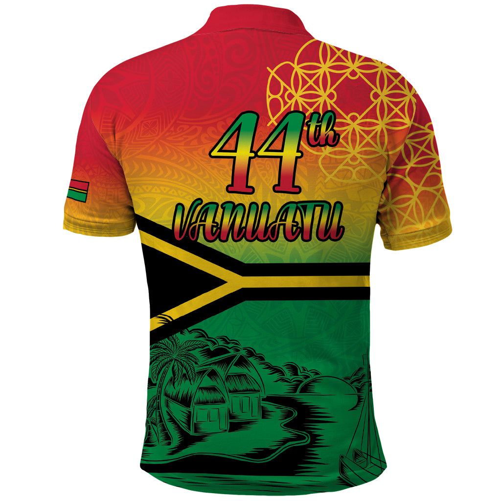 Hapi 44th Indipendens Dei Vanuatu Polo Shirt Yumi 1980 with Vanuatuan Beach Landscape LT9 - Polynesian Pride