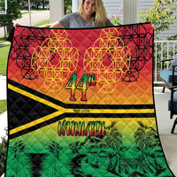 Hapi 44th Indipendens Dei Vanuatu Quilt Yumi 1980 with Vanuatuan Beach Landscape