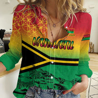 Hapi 44th Indipendens Dei Vanuatu Women Casual Shirt Yumi 1980 with Vanuatuan Beach Landscape