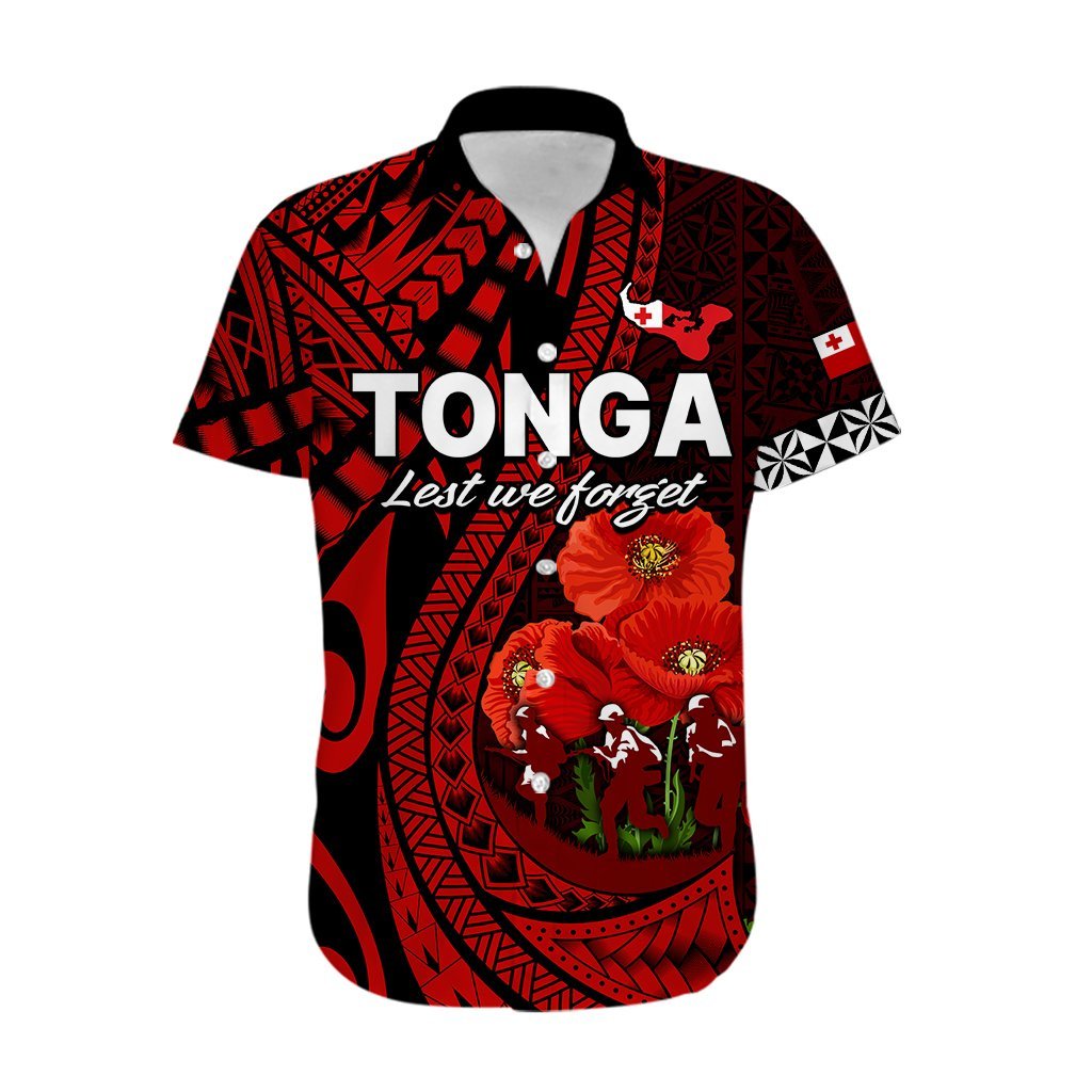 (Custom Personalised) Tonga ANZAC Day Hawaiian Shirt Lest We Forget Red Version LT9 - Polynesian Pride
