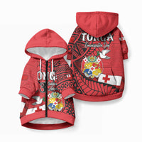 Tonga Emancipation Day Pet Hoodie Happy 53rd Independence Anniversary LT9 Zip-up Red - Polynesian Pride