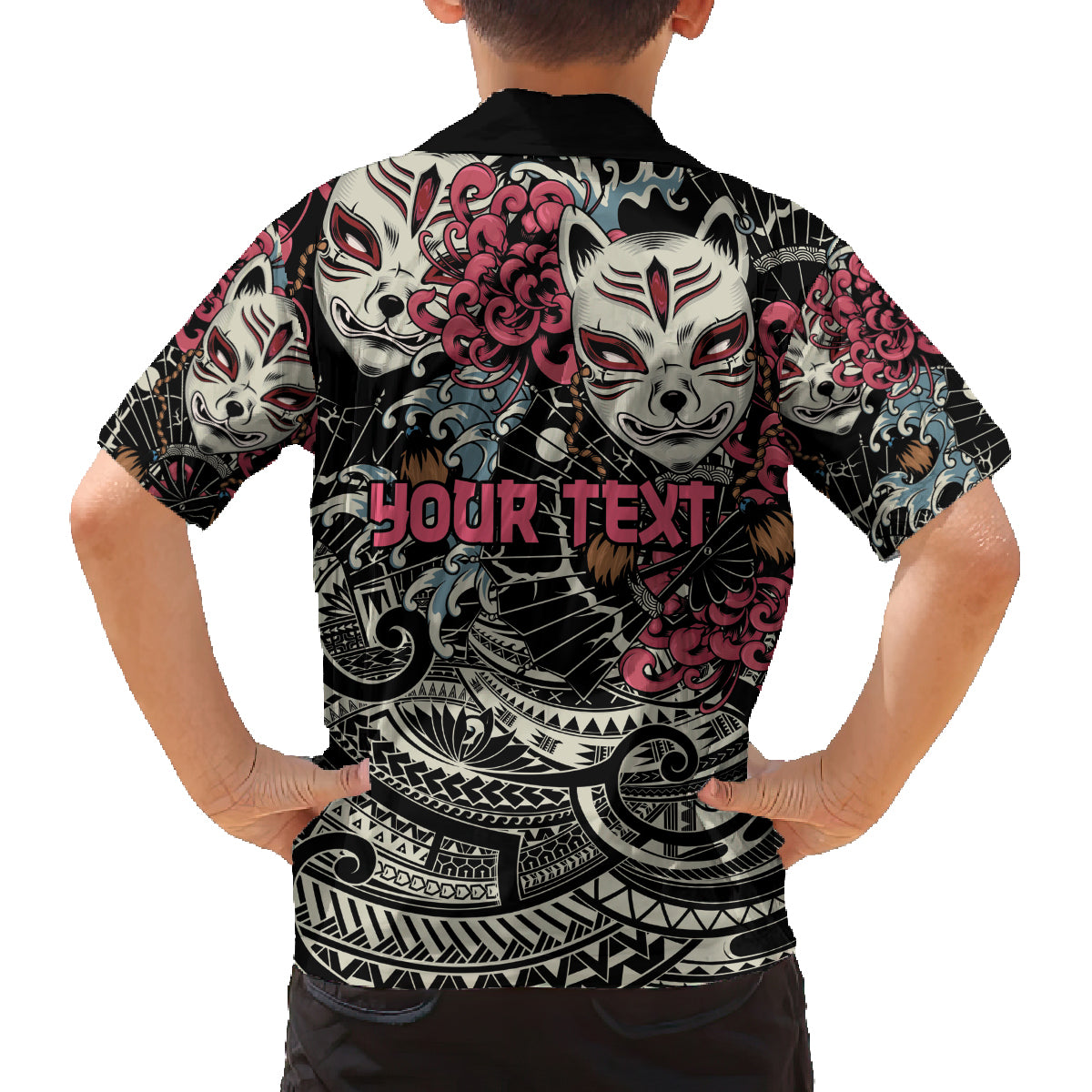 Personalized Japanese Kitsune Mask Family Matching Puletasi and Hawaiian Shirt With Polynesian Arty Style LT9 - Polynesian Pride
