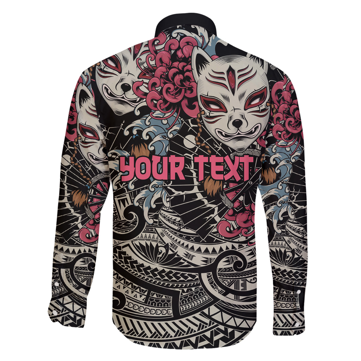 Personalized Japanese Kitsune Mask Family Matching Puletasi and Hawaiian Shirt With Polynesian Arty Style LT9 - Polynesian Pride