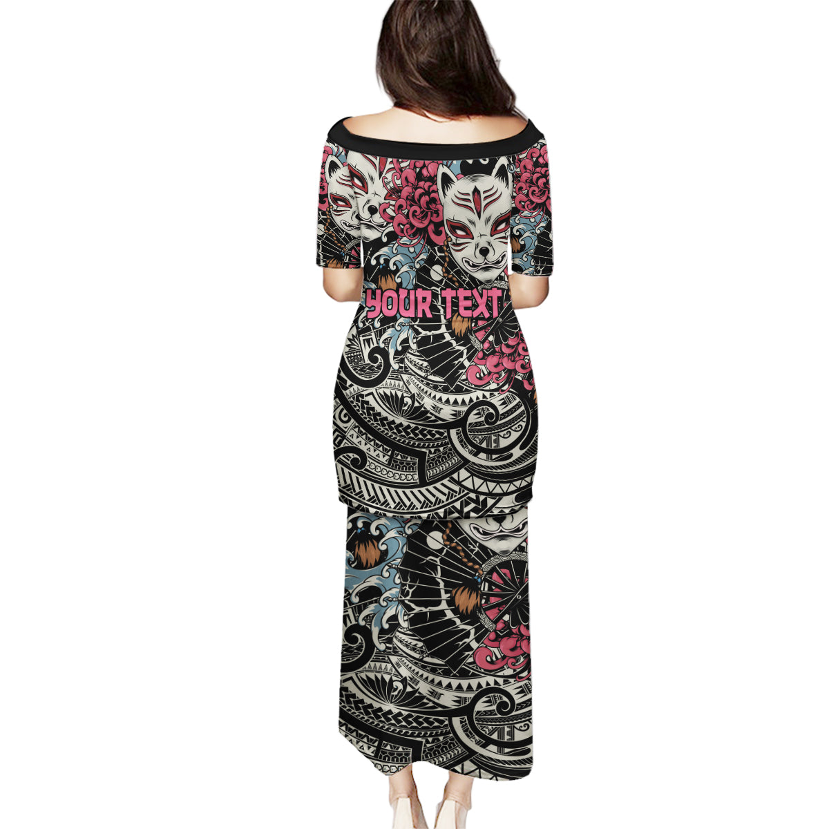 Personalized Japanese Kitsune Mask Family Matching Puletasi and Hawaiian Shirt With Polynesian Arty Style LT9 - Polynesian Pride