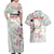 Personalized Japanese Shirasagi Bird Couples Matching Off Shoulder Maxi Dress and Hawaiian Shirt Sakura and Hibiscus Polynesian Pattern