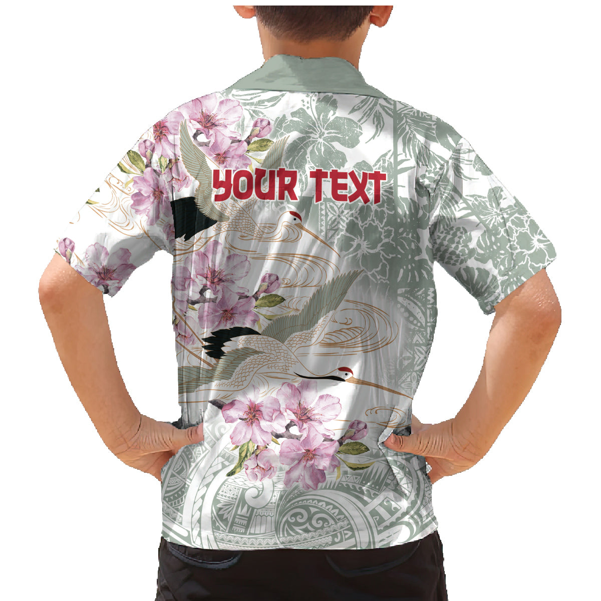 Personalized Japanese Shirasagi Bird Family Matching Mermaid Dress and Hawaiian Shirt Sakura and Hibiscus Polynesian Pattern LT9 - Polynesian Pride