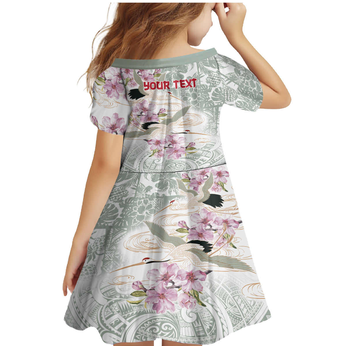 Personalized Japanese Shirasagi Bird Family Matching Mermaid Dress and Hawaiian Shirt Sakura and Hibiscus Polynesian Pattern LT9 - Polynesian Pride