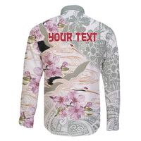 Personalized Japanese Shirasagi Bird Family Matching Mermaid Dress and Hawaiian Shirt Sakura and Hibiscus Polynesian Pattern LT9 - Polynesian Pride