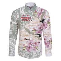 Personalized Japanese Shirasagi Bird Family Matching Short Sleeve Bodycon Dress and Hawaiian Shirt Sakura and Hibiscus Polynesian Pattern LT9 Dad's Shirt - Long Sleeve White - Polynesian Pride