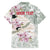 Personalized Japanese Shirasagi Bird Hawaiian Shirt Sakura and Hibiscus Polynesian Pattern