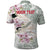 Personalized Japanese Shirasagi Bird Polo Shirt Sakura and Hibiscus Polynesian Pattern