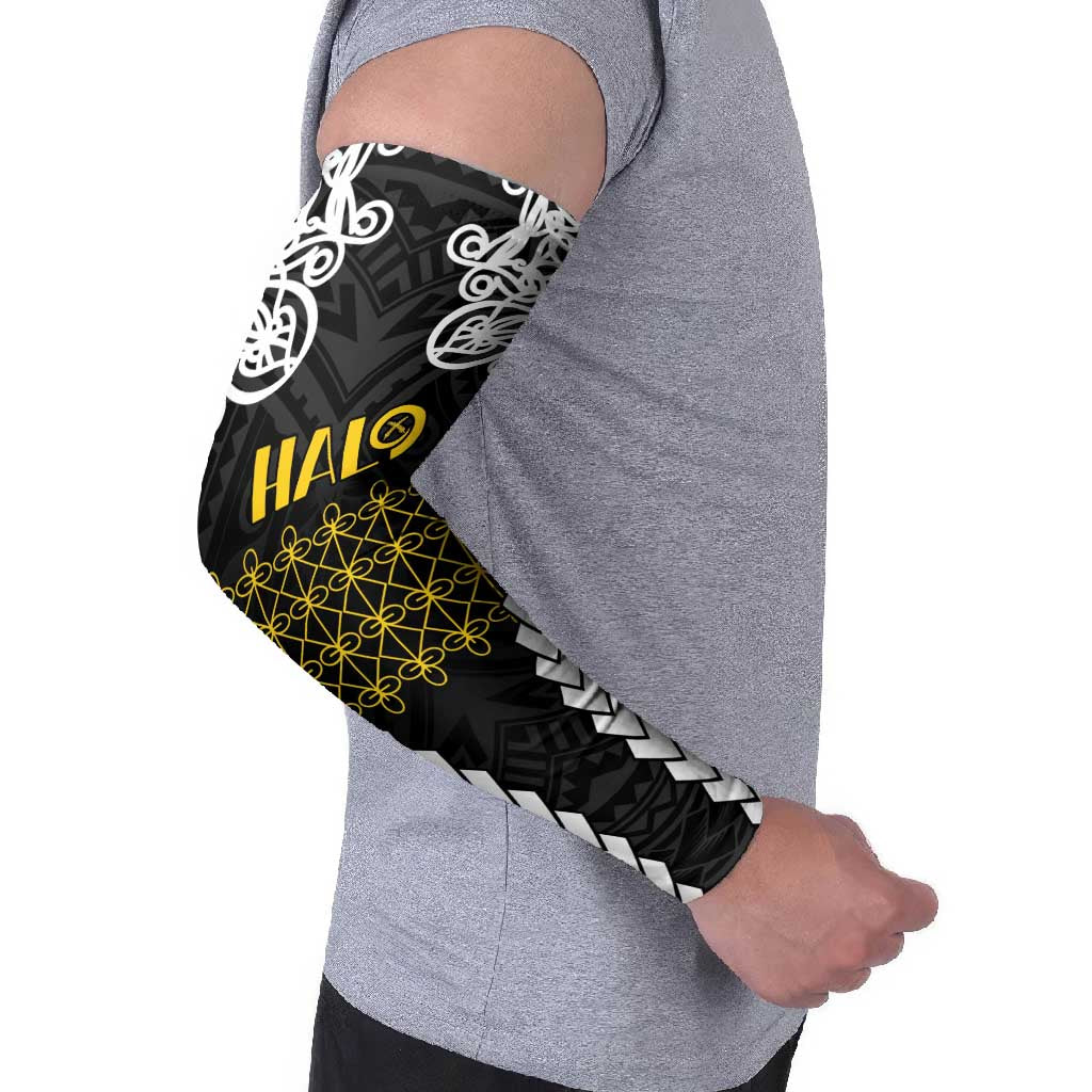 Halo Vanuatu Pride Arm Sleeves Vanuatuan Sand Drawing Pattern - Polynesian Pride
