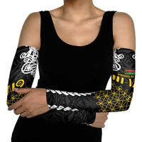 Halo Vanuatu Pride Arm Sleeves Vanuatuan Sand Drawing Pattern - Polynesian Pride