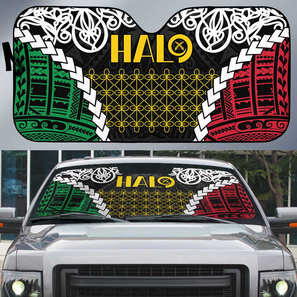 Halo Vanuatu Pride Auto Sun Shade Vanuatuan Sand Drawing Pattern - Polynesian Pride