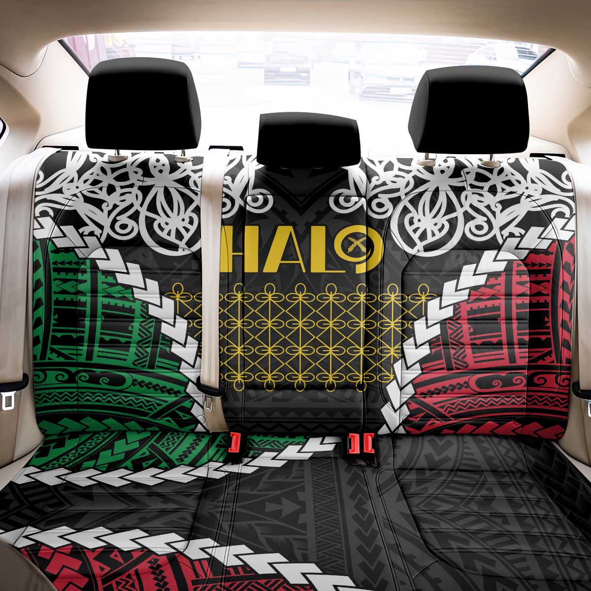 Halo Vanuatu Pride Back Car Seat Cover Vanuatuan Sand Drawing Pattern