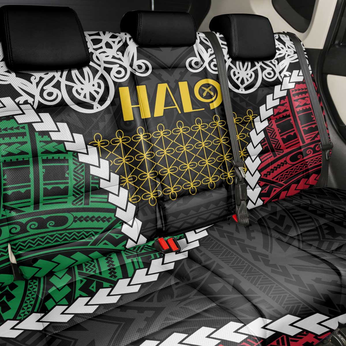 Halo Vanuatu Pride Back Car Seat Cover Vanuatuan Sand Drawing Pattern