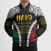 Halo Vanuatu Pride Bomber Puffer Jacket Vanuatuan Sand Drawing Pattern - Polynesian Pride