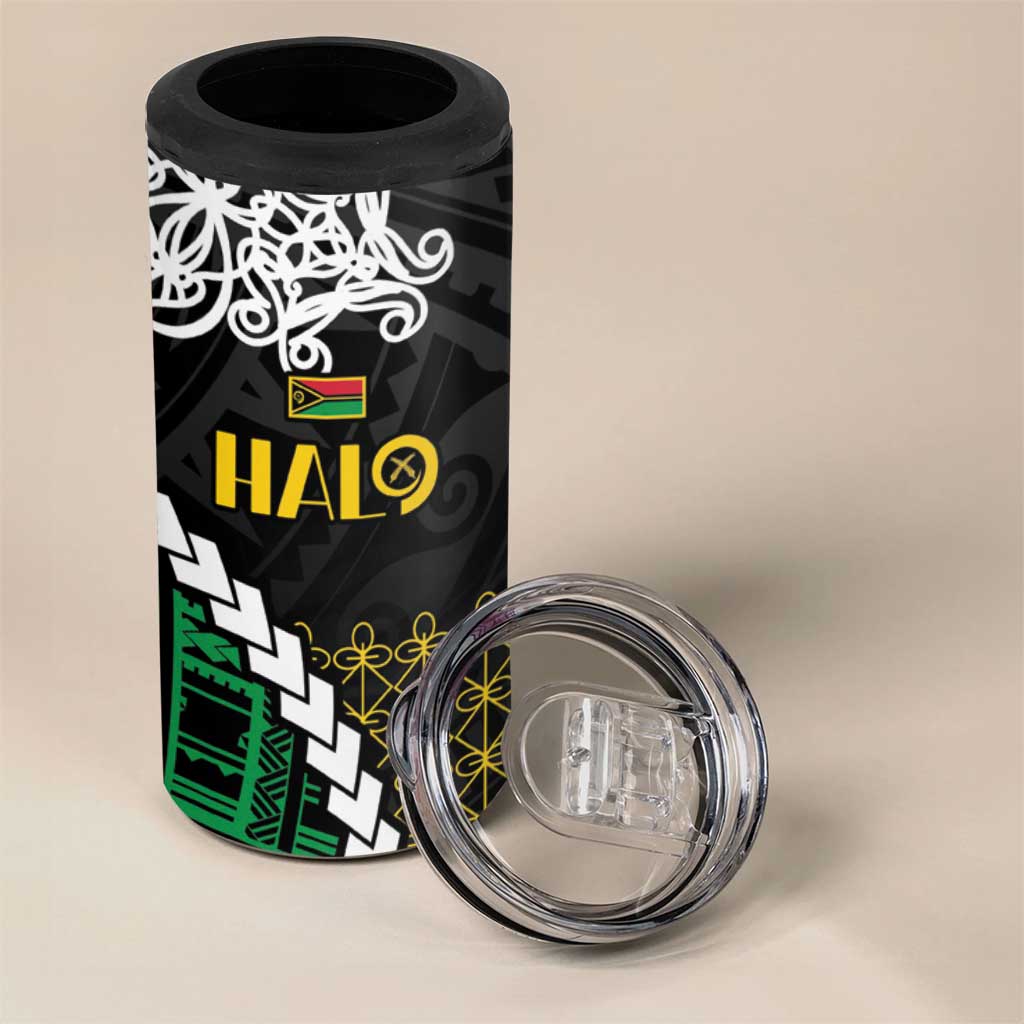Halo Vanuatu Pride 4 in 1 Can Cooler Tumbler Vanuatuan Sand Drawing Pattern