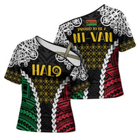 Halo Vanuatu Pride Cross Shoulder Shirt Vanuatuan Sand Drawing Pattern - Polynesian Pride