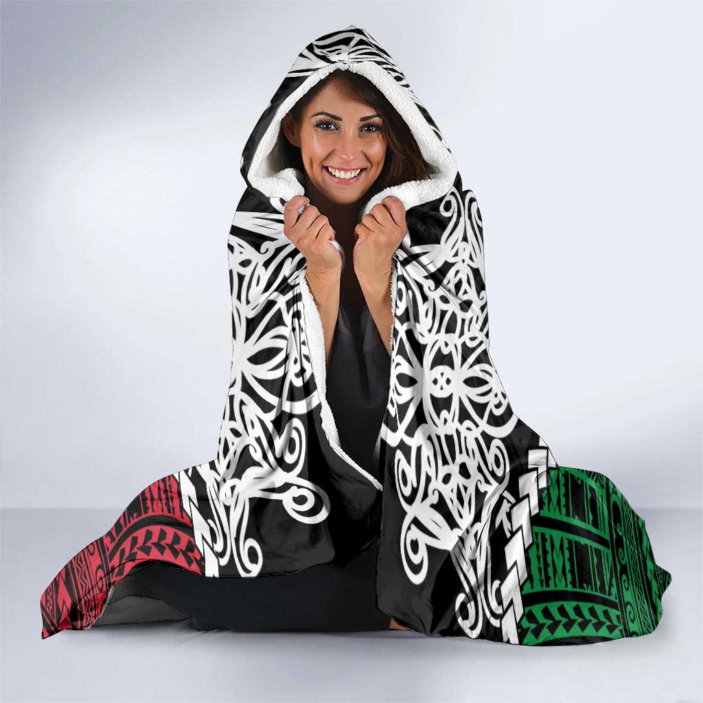 Halo Vanuatu Pride Hooded Blanket Vanuatuan Sand Drawing Pattern