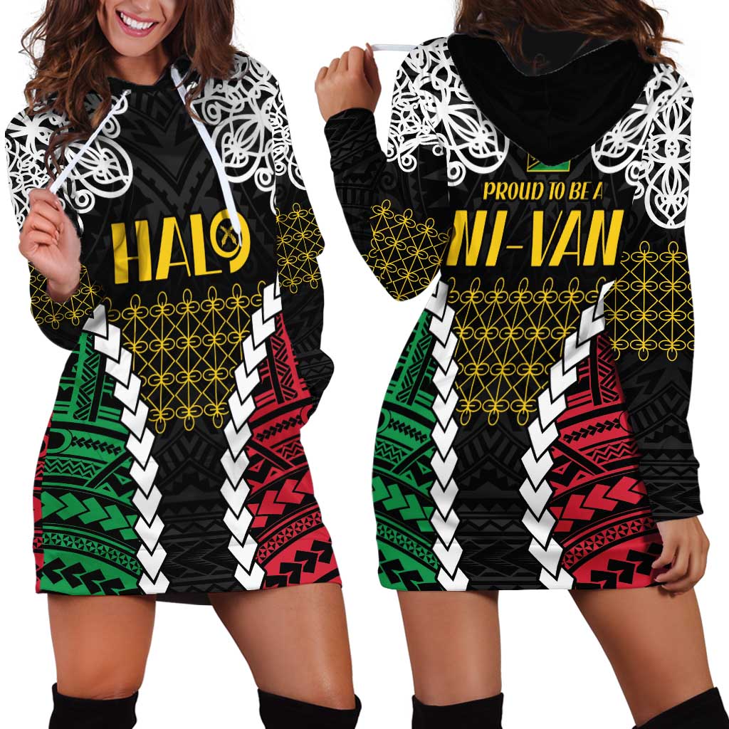 Halo Vanuatu Pride Hoodie Dress Vanuatuan Sand Drawing Pattern