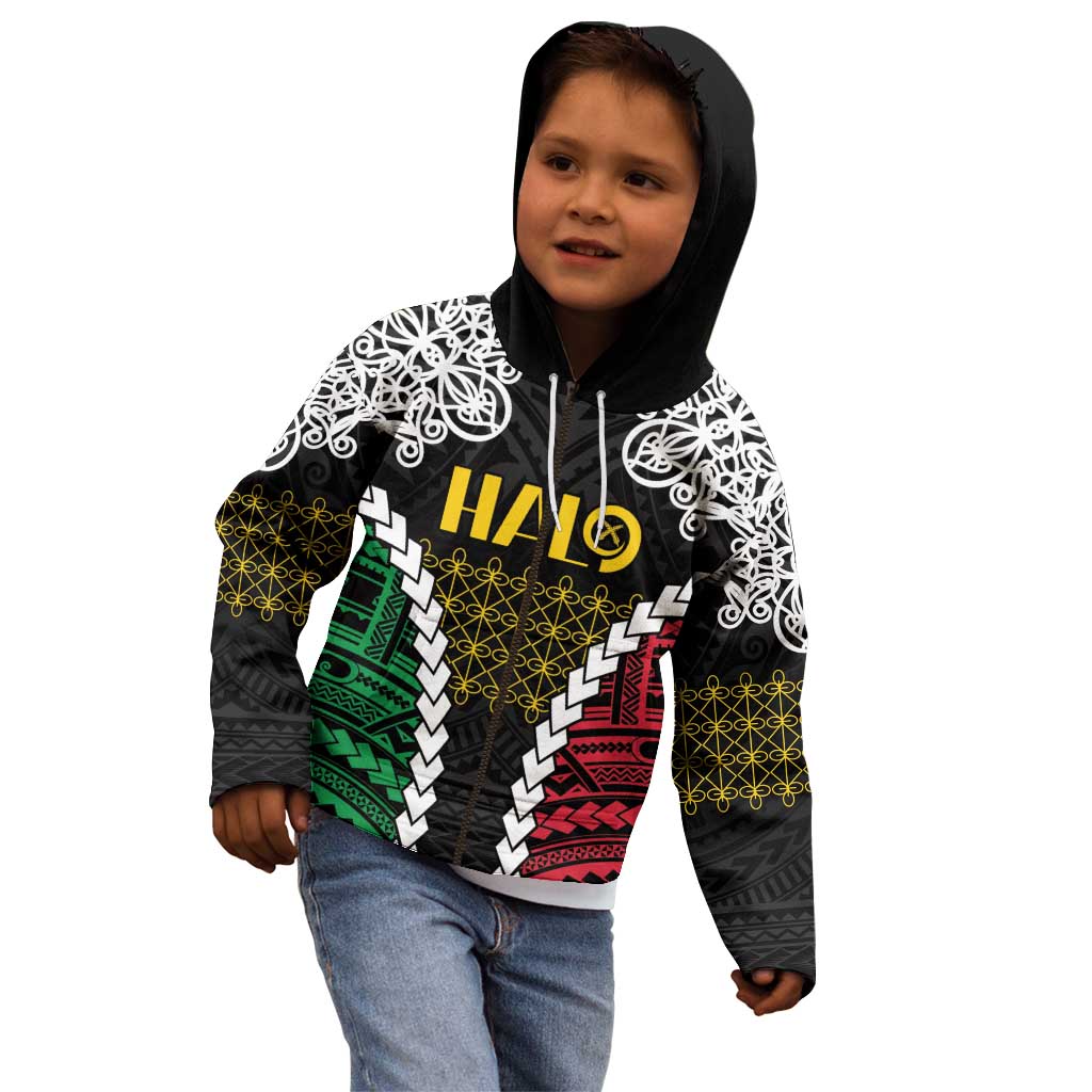 Halo Vanuatu Pride Kid Hoodie Vanuatuan Sand Drawing Pattern