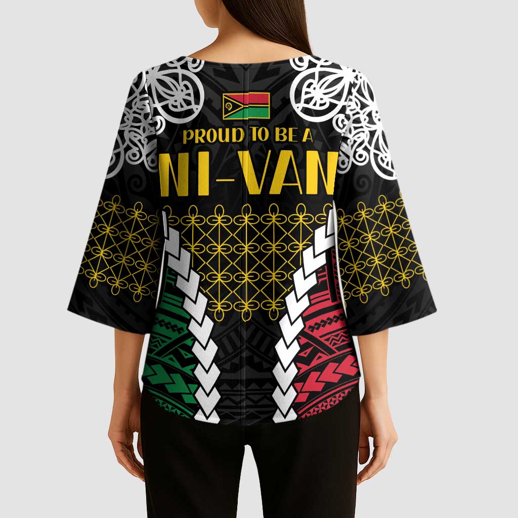 Halo Vanuatu Pride Kimono Sleeve Blouse Vanuatuan Sand Drawing Pattern - Polynesian Pride