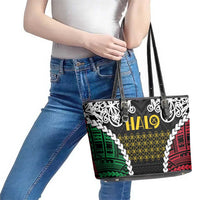 Halo Vanuatu Pride Leather Tote Bag Vanuatuan Sand Drawing Pattern