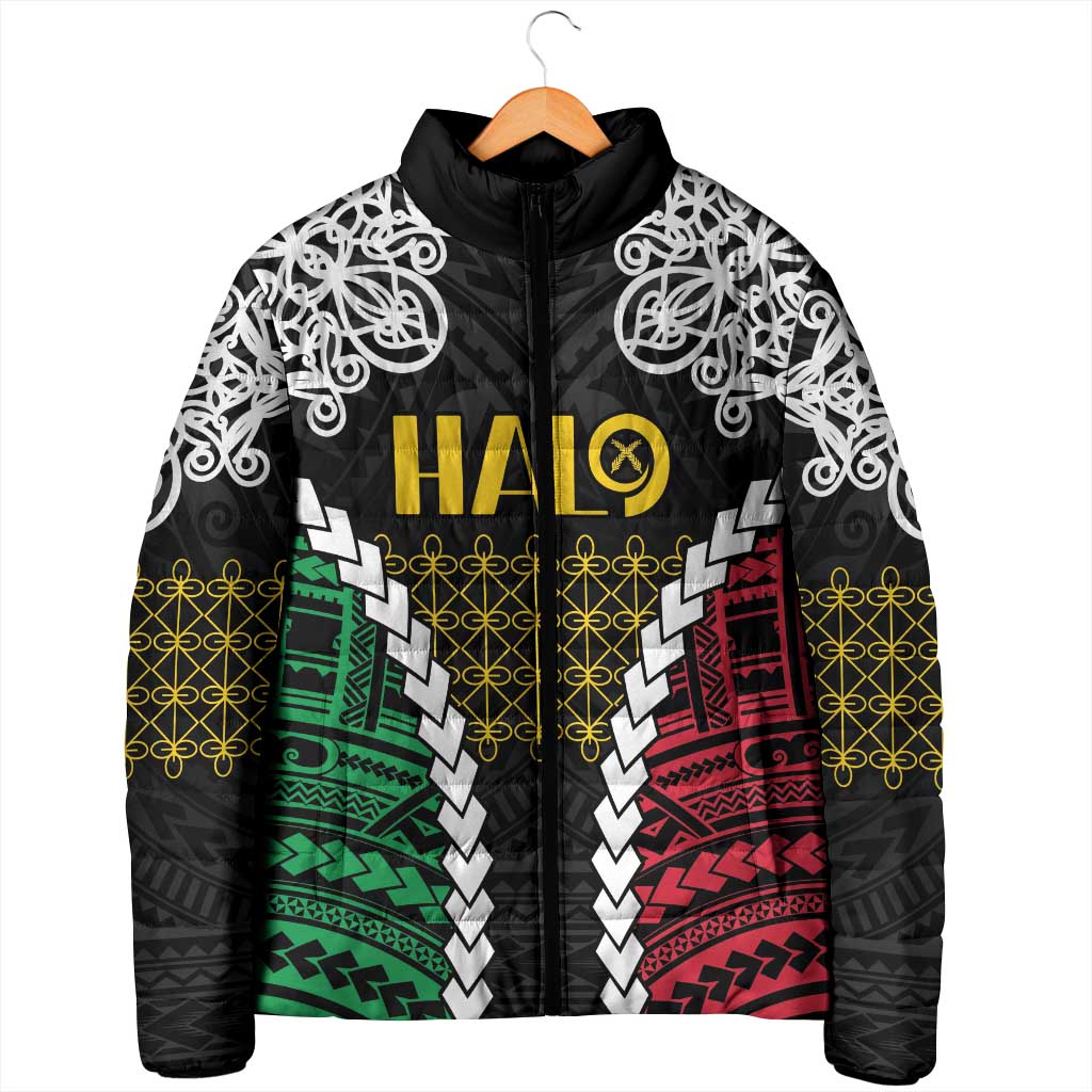 Halo Vanuatu Pride Padded Jacket Vanuatuan Sand Drawing Pattern - Polynesian Pride