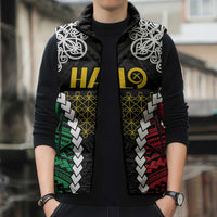 Halo Vanuatu Pride Sleeveless Puffer Jacket Vanuatuan Sand Drawing Pattern - Polynesian Pride