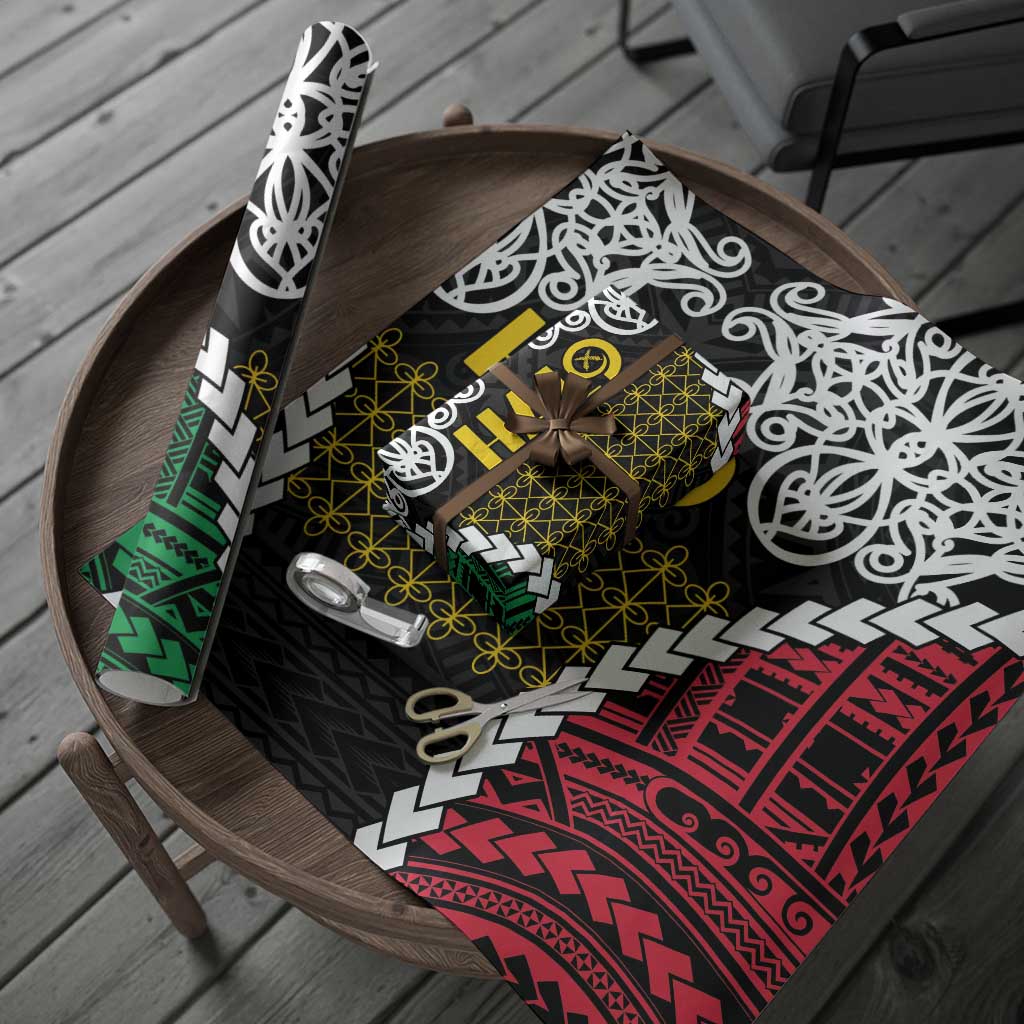 Halo Vanuatu Pride Wrapping Paper Vanuatuan Sand Drawing Pattern - Polynesian Pride