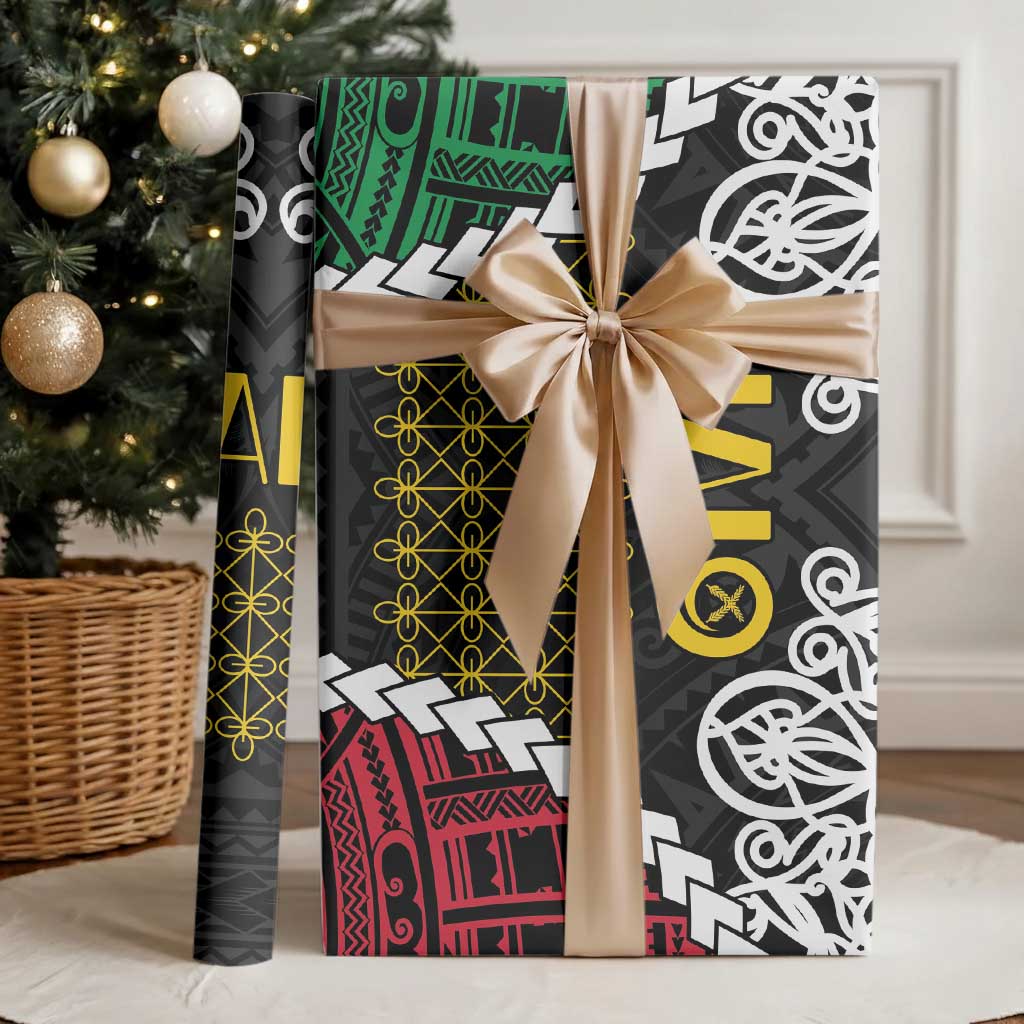 Halo Vanuatu Pride Wrapping Paper Vanuatuan Sand Drawing Pattern - Polynesian Pride