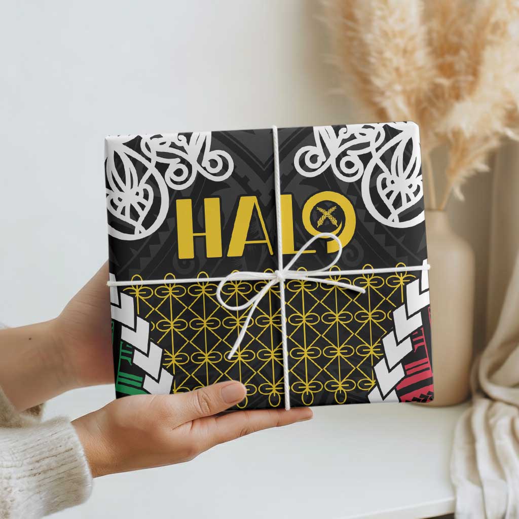 Halo Vanuatu Pride Wrapping Paper Vanuatuan Sand Drawing Pattern - Polynesian Pride