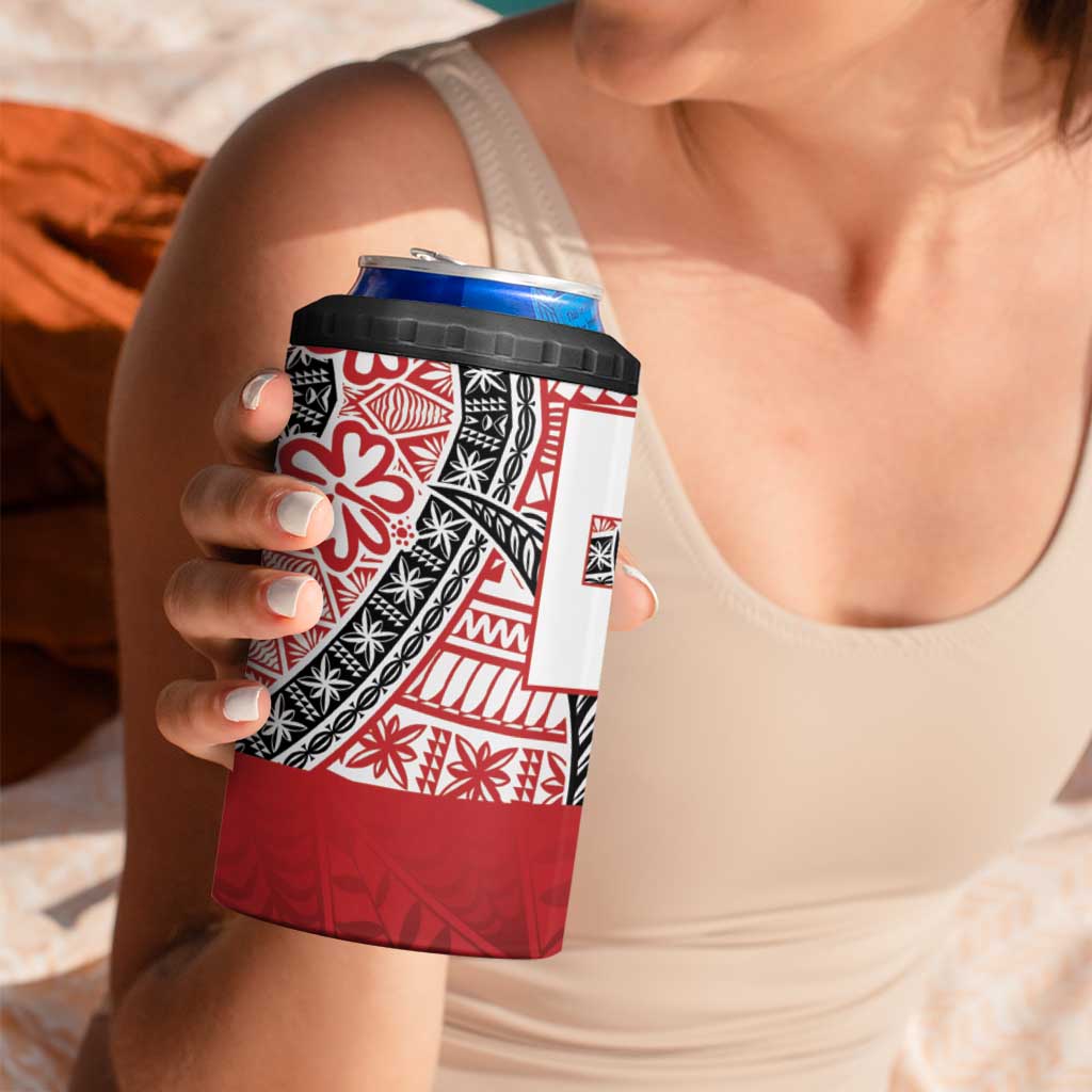 Malo e lelei Tonga 4 in 1 Can Cooler Tumbler Ngatu Tokelau Feletoa Fata Traditional Polynesian Pattern