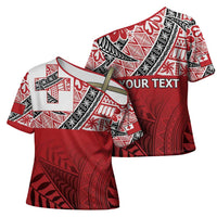 Malo e lelei Tonga Cross Shoulder Shirt Ngatu Tokelau Feletoa Fata Traditional Polynesian Pattern - Polynesian Pride