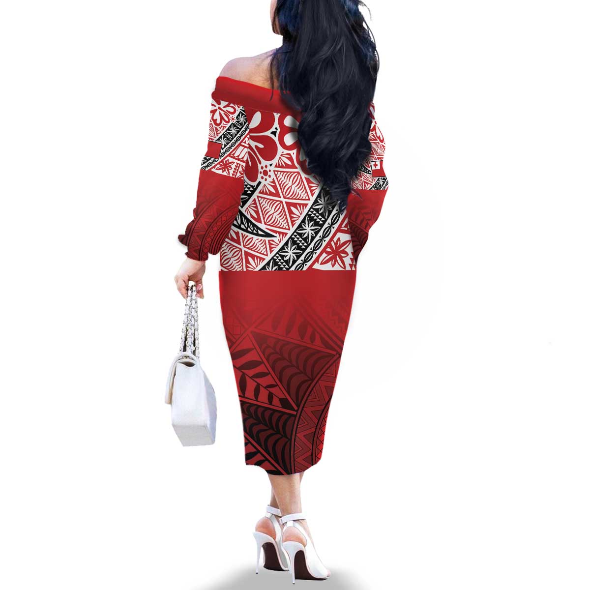 Malo e lelei Tonga Family Matching Off The Shoulder Long Sleeve Dress and Hawaiian Shirt Ngatu Tokelau Feletoa Fata Traditional Polynesian Pattern