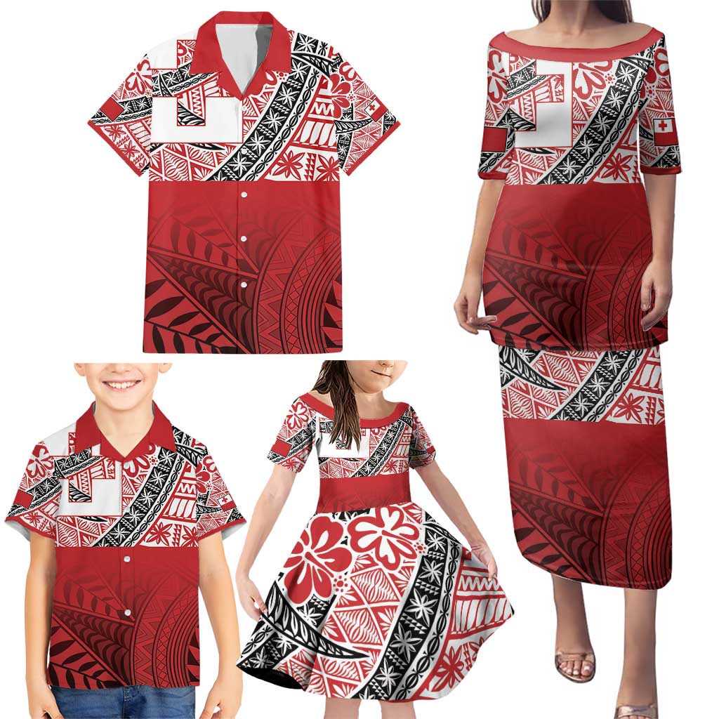 Malo e lelei Tonga Family Matching Puletasi and Hawaiian Shirt Ngatu Tokelau Feletoa Fata Traditional Polynesian Pattern