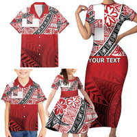 Malo e lelei Tonga Family Matching Short Sleeve Bodycon Dress and Hawaiian Shirt Ngatu Tokelau Feletoa Fata Traditional Polynesian Pattern