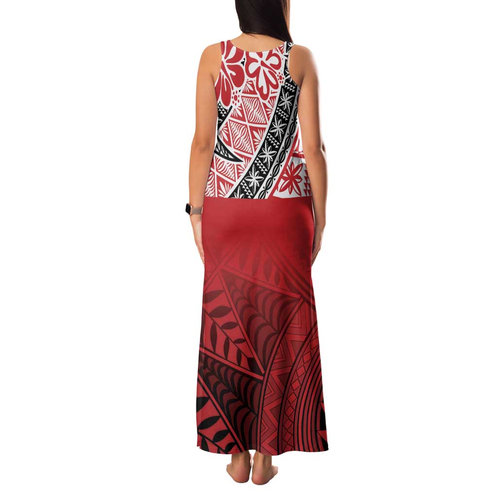 Malo e lelei Tonga Family Matching Tank Maxi Dress and Hawaiian Shirt Ngatu Tokelau Feletoa Fata Traditional Polynesian Pattern
