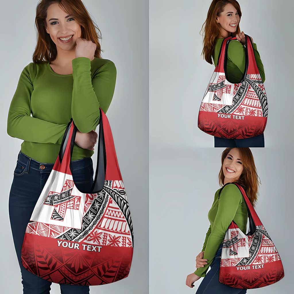 Malo e lelei Tonga Grocery Bag Ngatu Tokelau Feletoa Fata Traditional Polynesian Pattern