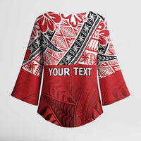 Malo e lelei Tonga Kimono Sleeve Blouse Ngatu Tokelau Feletoa Fata Traditional Polynesian Pattern - Polynesian Pride