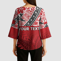 Malo e lelei Tonga Kimono Sleeve Blouse Ngatu Tokelau Feletoa Fata Traditional Polynesian Pattern - Polynesian Pride