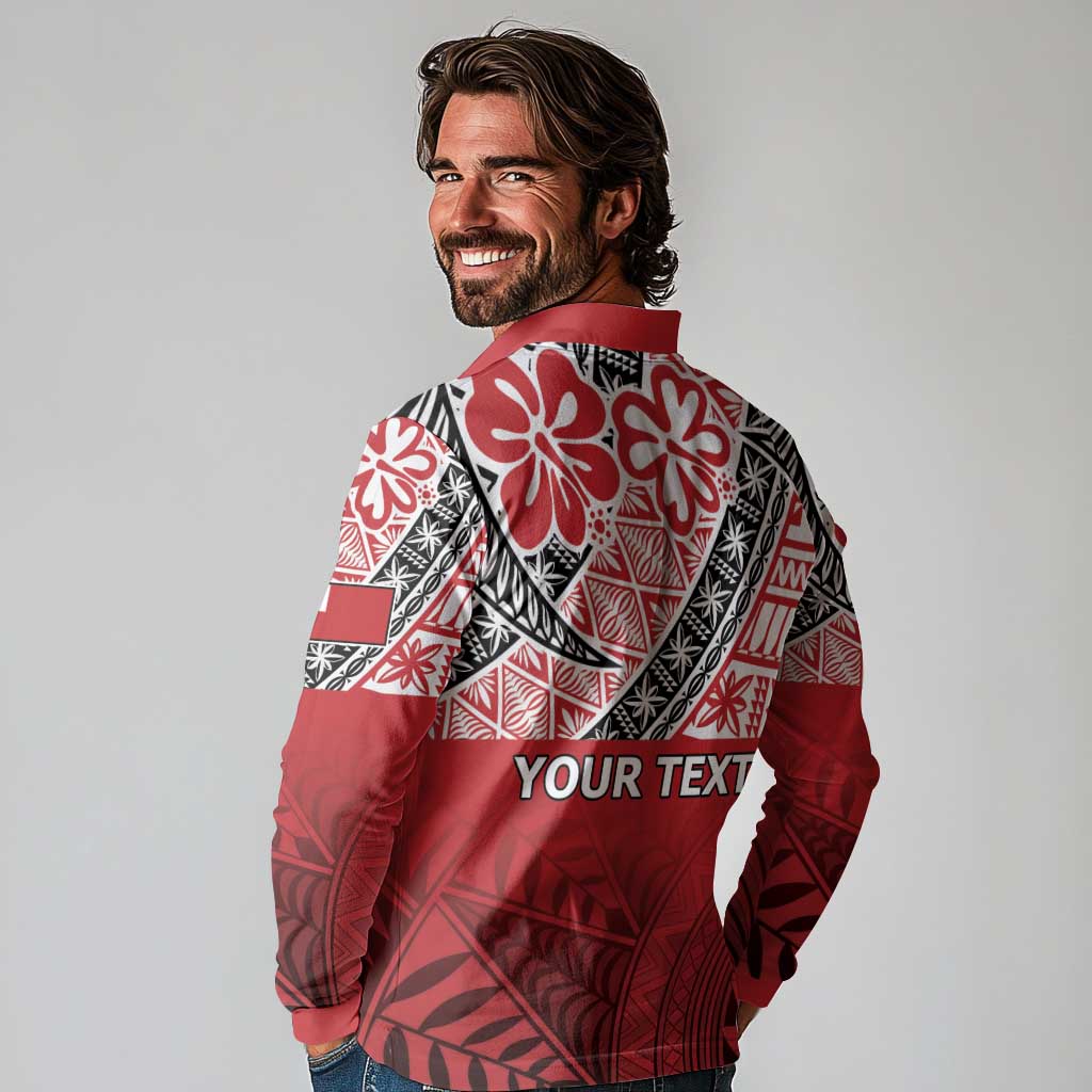 Malo e lelei Tonga Long Sleeve Polo Shirt Ngatu Tokelau Feletoa Fata Traditional Polynesian Pattern