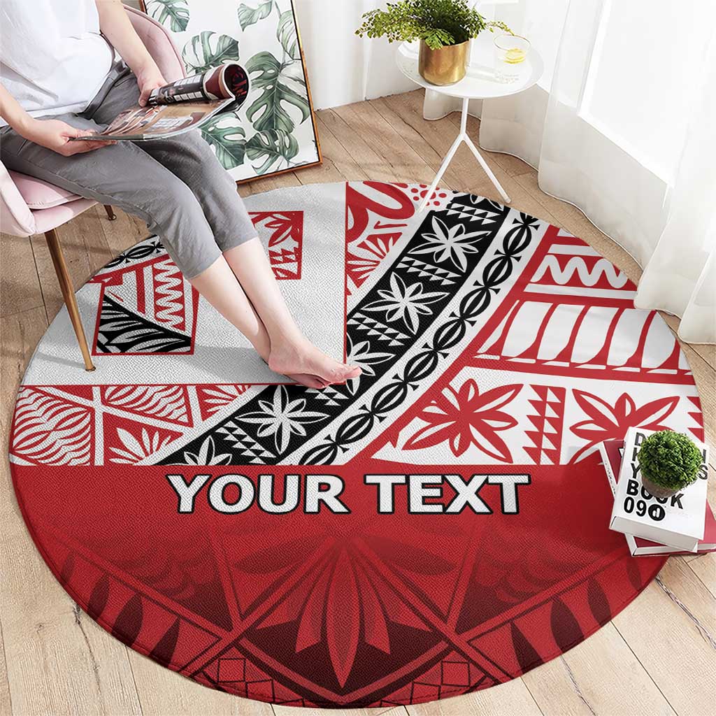 Malo e lelei Tonga Round Carpet Ngatu Tokelau Feletoa Fata Traditional Polynesian Pattern